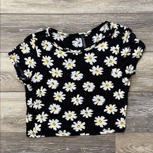 Black Flower Crop Top